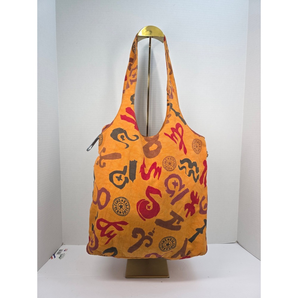 Kipling Orange Tribal Zodiac Print Canvas Tote Bag Literary If Poem Interior